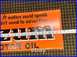 OILZUM MOTOR OIL EMBOSSED METAL SIGN, (35.5x 11.5) NICE CONDITION
