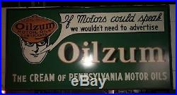 OILZUM Motor Oil, The Cream of Penn Motor Oils, Wood Frame, Tin Sign, Pre Owned