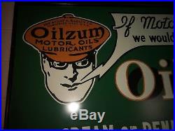 OILZUM Motor Oil, The Cream of Penn Motor Oils, Wood Frame, Tin Sign, Pre Owned
