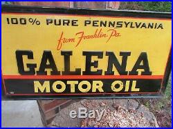 OLD ORIGINAL GALENA MOTOR OIL Tin Self Framed SIGN from Franklin, PA