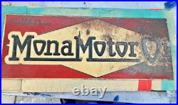 OLD VINTAGE MONA MOTOR OIL Tin Embossed GAS SIGN