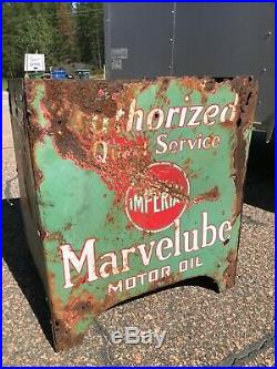 ORIGINAL Vintage MARVELUBE IMPERIAL MOTOR OIL Rack Porcelain SIGN Gas Display