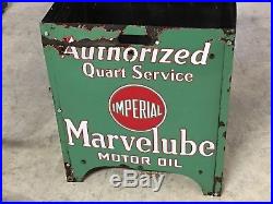 ORIGINAL Vintage MARVELUBE IMPERIAL MOTOR OIL Rack Porcelain SIGNS Gas Display