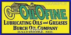 Oilofine Motor Oil Gas Station Vintage Old Sign Remake Aluminum Size Options