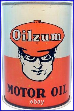 Oilzum Motor Oil Quart Can Shaped 21 Heavy Duty USA Made Metal Advertising Sign