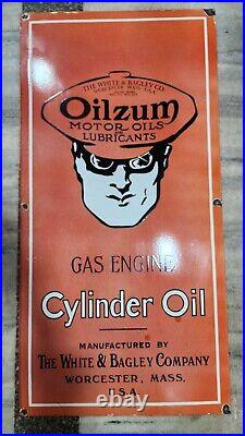 Oilzum Motor Oils Porcelain Enamel Sign 48 X 24 Inches