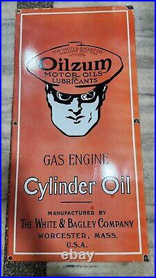 Oilzum Motor Oils Porcelain Enamel Sign 48 X 24 Inches