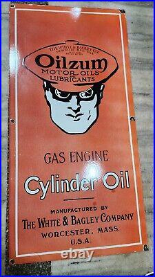 Oilzum Motor Oils Porcelain Enamel Sign 48 X 24 Inches