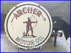 Old Archer Motor Oil Double Sided Porcelain Sign 30