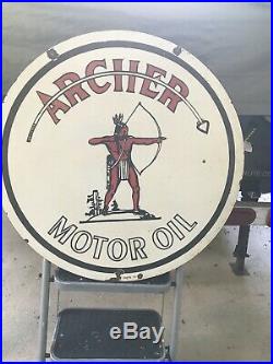 Old Archer Motor Oil Double Sided Porcelain Sign 30