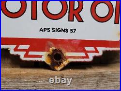 Old Marathon Motor Oil Vintage Porcelain Sign 1957 Service Station Lubricant Co