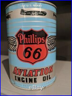 Old & Original Phillips 66 Aviation Motor Oil Quart Can Oklahoma