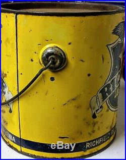 Old Original Richlube 5 Pound GreaseTin Motor Oil Can w Eagle Graphics