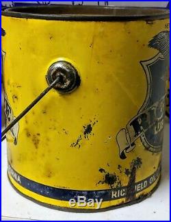 Old Original Richlube 5 Pound GreaseTin Motor Oil Can w Eagle Graphics