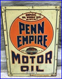Old Original Vintage Sign Penn Empire Motor Oil Oil City PA USA Double Sided