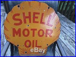 Old Shell Motor Oil Curb Porcelain Sign