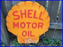 Old Shell Motor Oil Double Sided Porcelain Curb Sign
