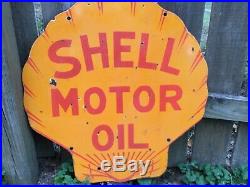 Old Shell Motor Oil Double Sided Porcelain Curb Sign