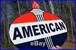 Old Style 2 Sided American Motor Oil Gas With Torch Steel Sign USA Made Super