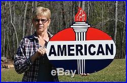 Old Style American Motor Oil Gas With Torch Steel Sign USA Made Super