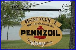 Old Style Pennzoil Sound Your Z Motor Oil Single Sided Sign Made In USA