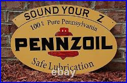 Old Style Pennzoil Sound Your Z Motor Oil Single Sided Sign Made In USA