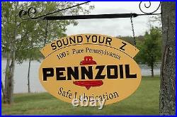 Old Style Pennzoil Sound Your Z Motor Oil Single Sided Sign Made In USA