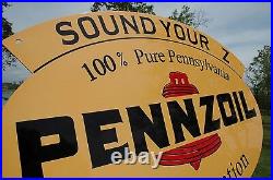 Old Style Pennzoil Sound Your Z Motor Oil Single Sided Sign Made In USA