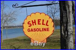 Old Style Shell Motor Oil Gas Station Steel Dicut 2 Sided Swinger Sign USA Made