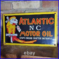 Old Vintage Dated 1935 Gasoline Porcelain Gas Pump Metal Sign Motor Oil 16 X 9