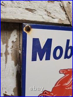 Old Vintage Mobil Porcelain Sign Gas Station Motor Oil Service Garage Pegasus