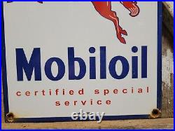 Old Vintage Mobil Porcelain Sign Gas Station Motor Oil Service Garage Pegasus