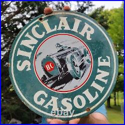 Old Vintage Sinclair Gasoline Motor Oil Gasoline Porcelain Gas Statopm Sign 10