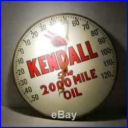 Old original Kendall Motor Oil Thermometer The 2000 mile oil 12 in. Round