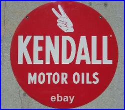 Orig Kendall Motor Oils 24 Metal Gas Station Advertising Sign 2 Sided