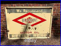 Original 1930's DIAMOND 760 MOTOR OIL Advertising Sign -Burdick Enamel Sign Co