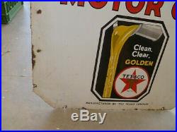 Original 1930's Texaco Golden Motor Oil Sign Double Sided Porcelain 30X30