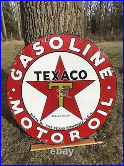 Original 1930s 42 Single Porcelain Texaco Sign Gasoline Motor Oil FREE SHIPPING