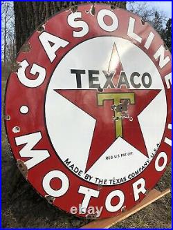 Original 1930s 42 Single Porcelain Texaco Sign Gasoline Motor Oil FREE SHIPPING