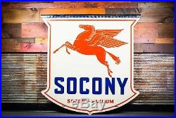 Original 1934 Socony Motor Oil Gas Pegasus Porcelain Sign
