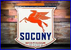 Original 1934 Socony Motor Oil Gas Pegasus Porcelain Sign