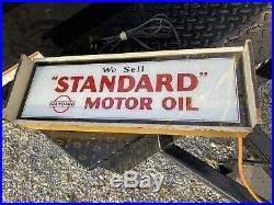 Original 1940s-50s Standard Motor Oil Lighted Hanging Sign