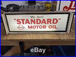 Original 1940s-50s Standard Motor Oil Lighted Hanging Sign
