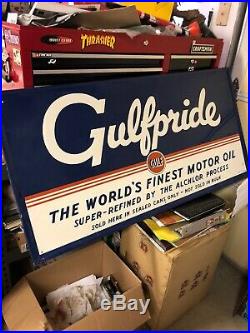 Original 1948 Metal Not Porcelain Gulf Motor Oil Sign Gulfpride 48 X 24 Nice