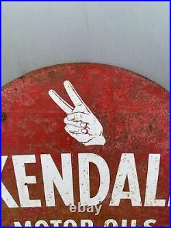 Original 1950s KENDALL Motor Oil Sign 24 Gas & Oil