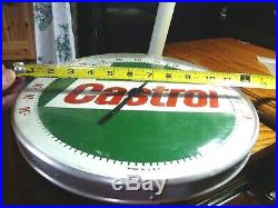 Original 1960's Castrol Motor Oil Advertising Thermometer Sign Round Nice