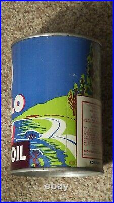 Original Ace Wil-Flo One Quart Motor Oil Can Metal Gas Sign RARE