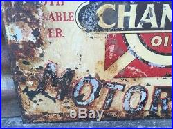 Original Antique Champlin MOTOR OIL Sign VINTAGE Metal SIGN Gas Auto