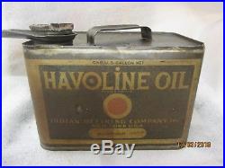 Original Early Havoline Motor Oil Gallon Squatty Can By The Indian Refining Co