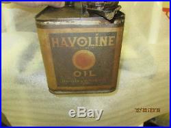 Original Early Havoline Motor Oil Gallon Squatty Can By The Indian Refining Co